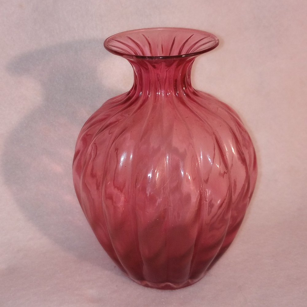 Pilgrim glass cranberry optic vase
